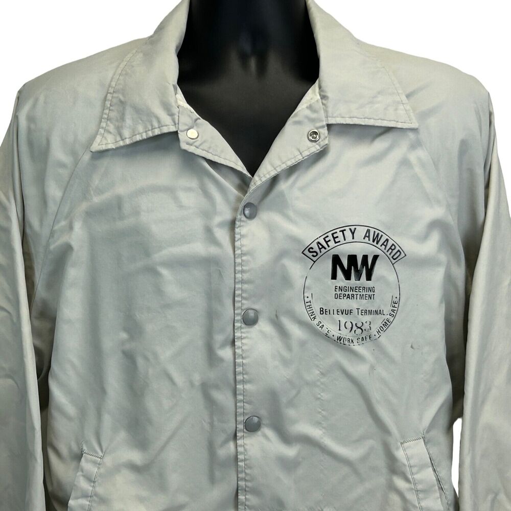 Vintage 80s NW Bellevue Terminal Jacket Windbreaker Railroad Train Gray L Large